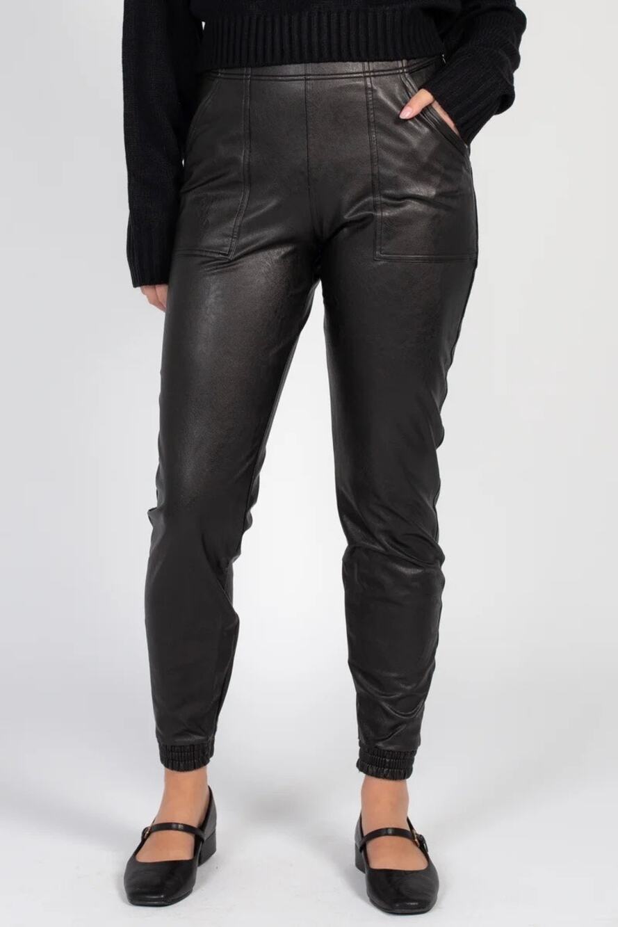 Spanx Black Leather Like Jogger Pant XL 20283R